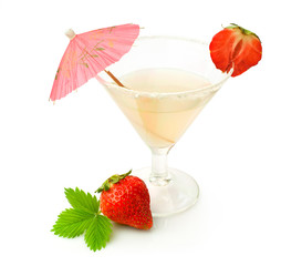 Alcoholic drink with strawberries