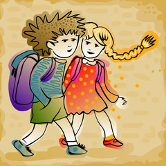 kids going to school