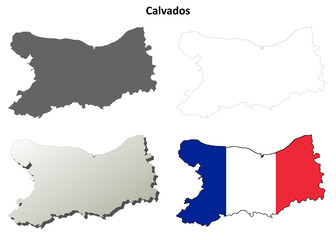 Calvados (Lower Normandy) outline map set