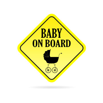 baby on board carriage vector