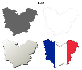 Eure (Upper Normandy) outline map set