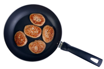 Frying pan with fritters