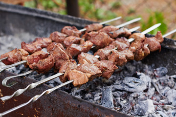 Lamb Shish kebab on Fire