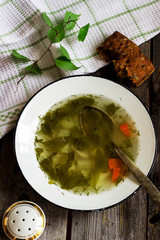 Green soup. Style rustic.