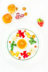 Meat Canapes, starters on White Dish