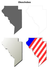Okeechobee County (Florida) outline map set