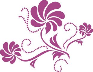 Floral purple element isolated on the white