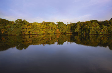 Sunset on the Rio Negro in the Amazon River basin, Brazil