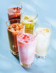 Chilled Healthy Smoothie Shakes in Glasses