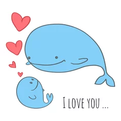Wall murals Whale Cute greeting card for Mother's Day.