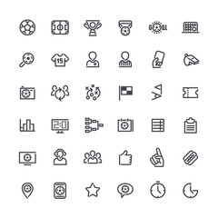 Outline Vector Icons on the Theme of Soccer