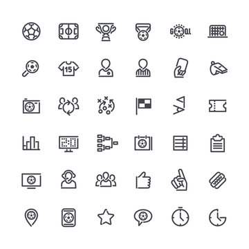 Outline Vector Icons on the Theme of Soccer