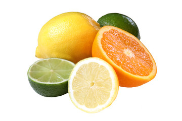 Citrus selection on isolated white background
