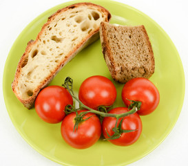Fototapeta na wymiar mediterranean diet bread and tomato