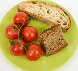 Fototapeta na wymiar mediterranean diet bread and tomato