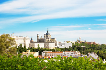 Fototapeta na wymiar Almudena Cathedral and Royal Palace in Madrid