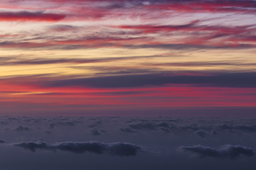 Fototapeta na wymiar Amazing sunset at the peak of volcano Teide, Tenerife.
