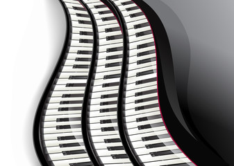 Naklejka premium grand piano keys wavy over white background