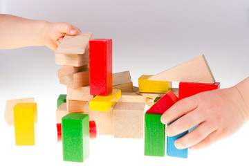 Colorful wooden building blocks 