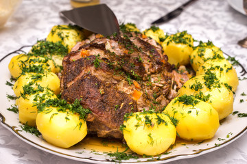 Pork chop and boiled potatoes