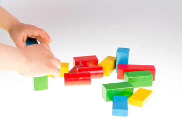 Colorful wooden building blocks 