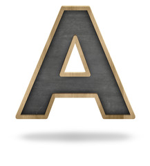 Black blank letter A shape blackboard