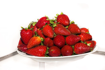 Strawberries on oval bowl