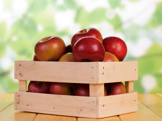 Crate with the red apples