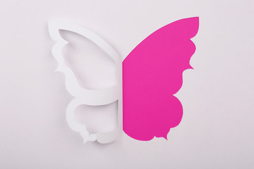 Cutout paper butterfly as greeting card