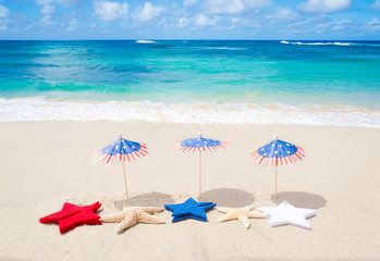 Patriotic USA background with starfishes