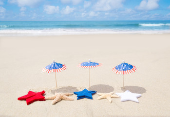 Patriotic USA background with starfishes