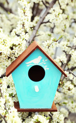 Decorative nesting box on bright background