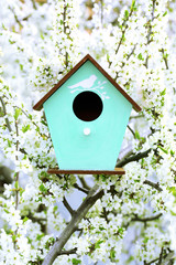 Decorative nesting box on bright background