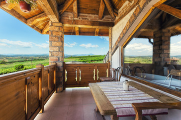 Wooden house terrace view
