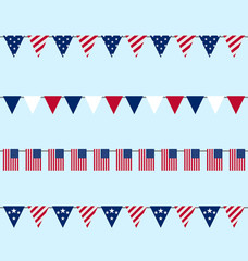 Hanging Bunting pennants for Independence Day USA, Set Tradition