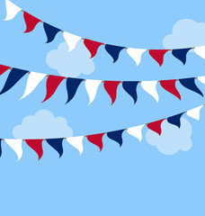 Obraz premium Flags USA Set Bunting Red White Blue for Celebration