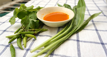Chili vinegar in a small bowl