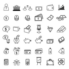 set of financial line icons
