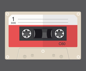 Audio tape cassette record, flat design.
