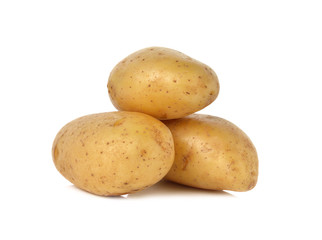 closeup unpeeled fresh potato on white background