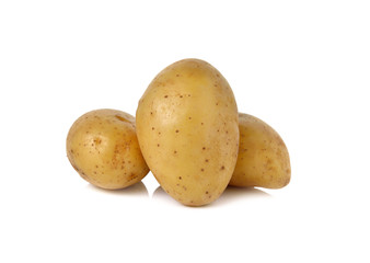 closeup unpeeled fresh potato on white background