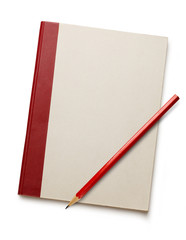 White blank notebook with red pencil