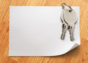 Sheet of paper with keys