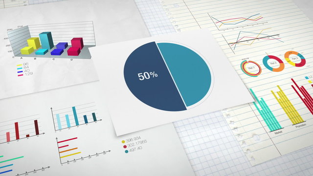 Pie chart indicated 50 percent, various graphic diagram.ver2