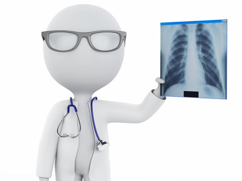 3d white people doctor with radiography
