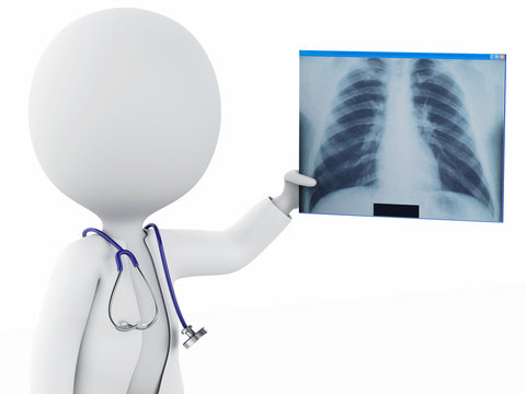 3d white people doctor with radiography