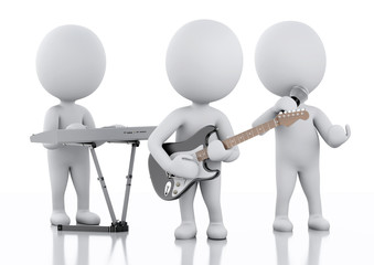 3d white people. Music group on white background