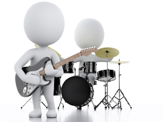 Naklejka premium 3d white people. Music group on white background