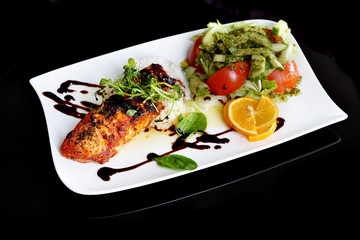 roasted fish and  rice