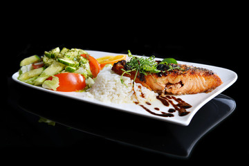 roasted fish and  rice